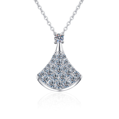 925 Sterling Silver Round Cut CZ Small Skirt Pendant Necklace