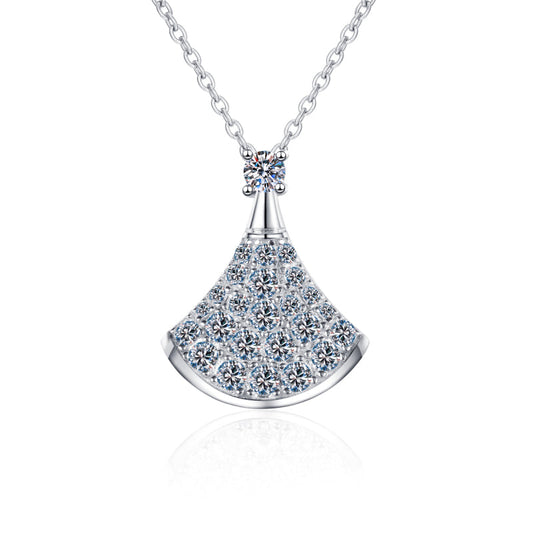 925 Sterling Silver Round Cut CZ Small Skirt Pendant Necklace