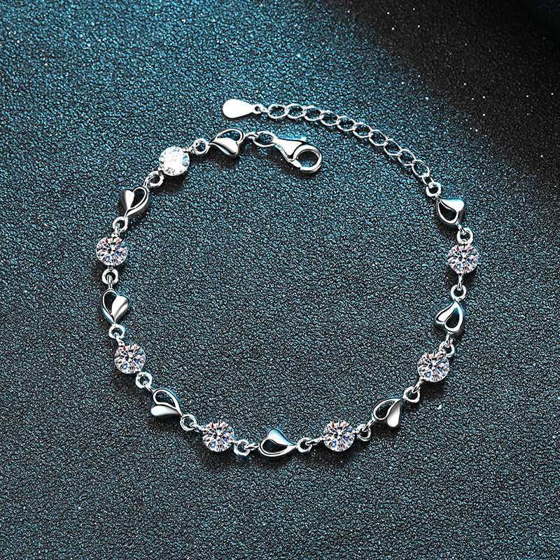 925 Sterling Silver Round Cut CZ Diamond Bracelet