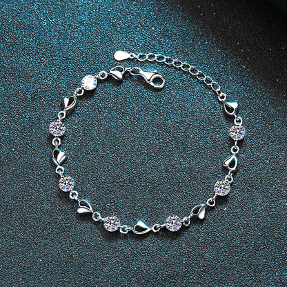 925 Sterling Silver Round Cut CZ Diamond Bracelet