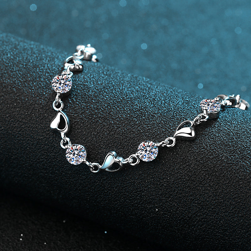 925 Sterling Silver Round Cut CZ Diamond Bracelet