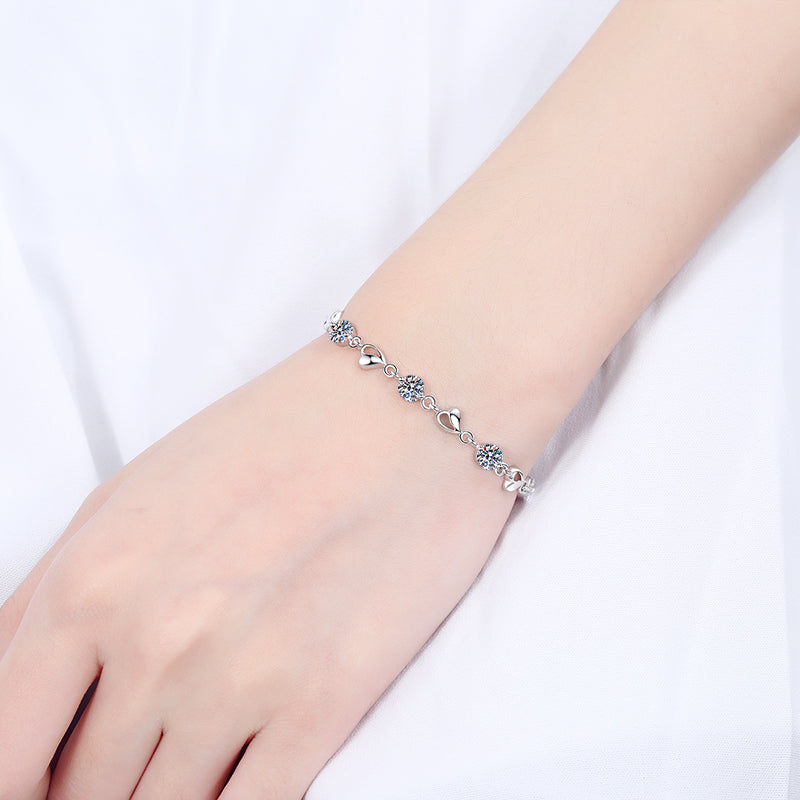 925 Sterling Silver Round Cut CZ Diamond Bracelet