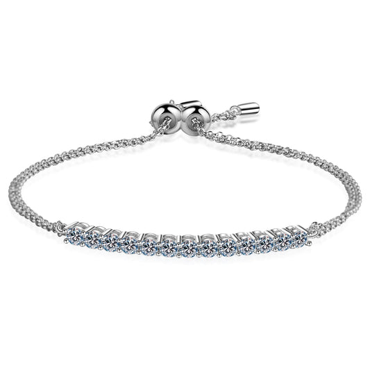 925 Sterling Silver Round Cut CZ Diamond Bracelet with Adjustable Size