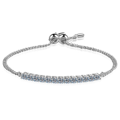 925 Sterling Silver Classic Round Cut CZ Diamond Bracelet with Adjustable Size