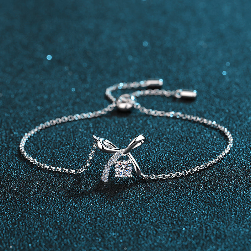 925 Sterling Silver Bow-Knot Round Cut CZ Bracelet