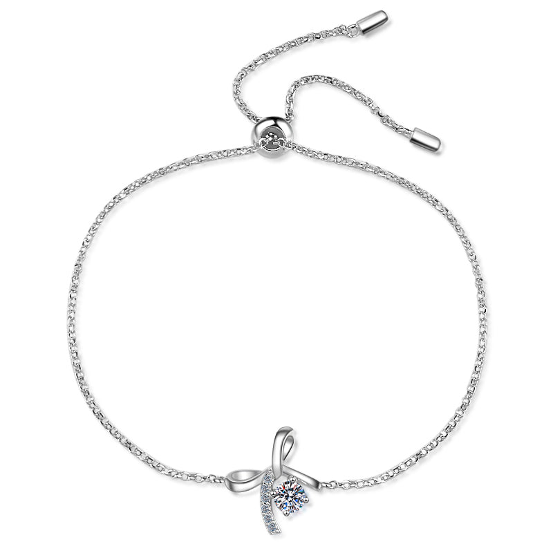 925 Sterling Silver Bow-Knot Round Cut CZ Bracelet