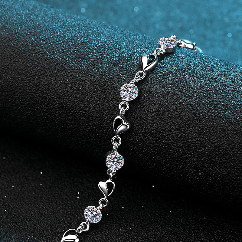 925 Sterling Silver Round Cut CZ Diamond Bracelet