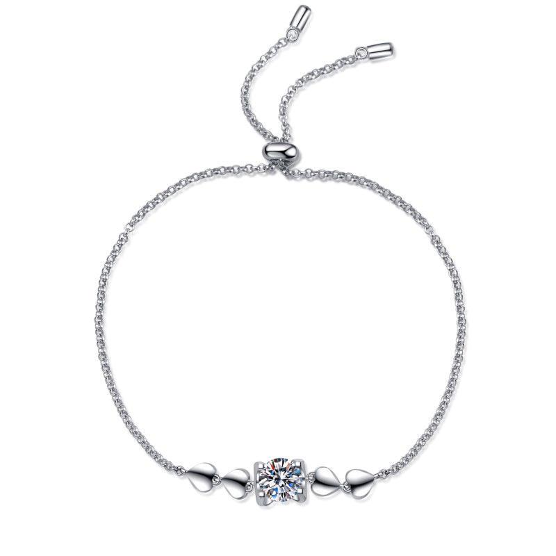 925 Sterling Silver Heart Love Round Cut CZ Bracelet