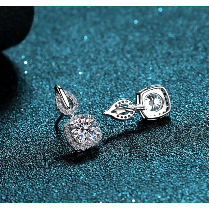 925 Sterling Silver Round Cut Cubic Zirconia Earrings