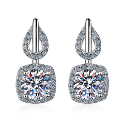 925 Sterling Silver Round Cut Cubic Zirconia Earrings