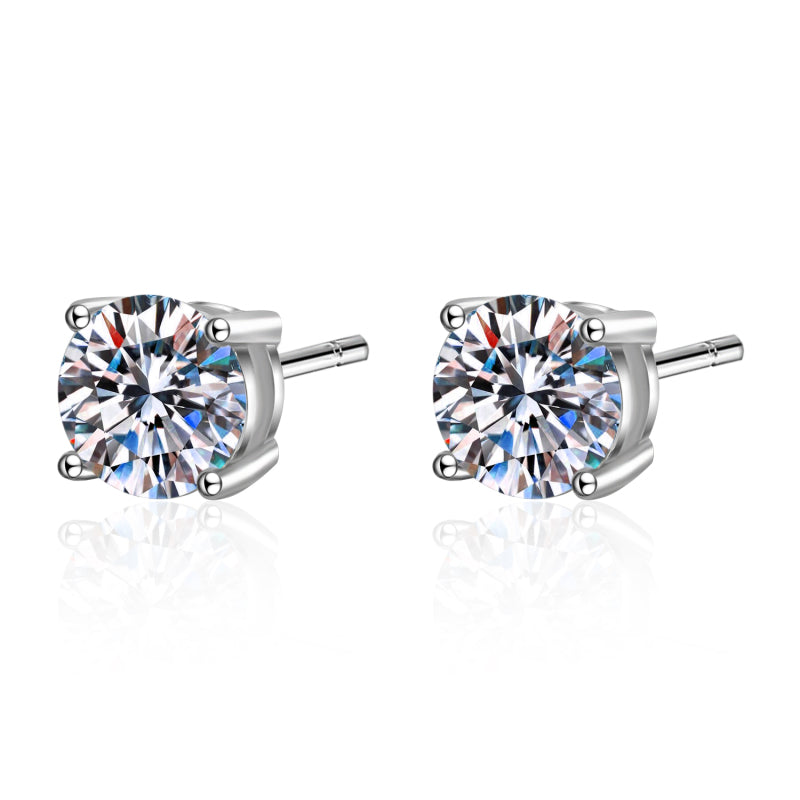 925 Sterling Silver Round Cut Moissanite Diamond Classis Earrings