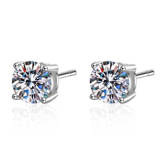 925 Sterling Silver Round Cut Moissanite Diamond Classis Earrings