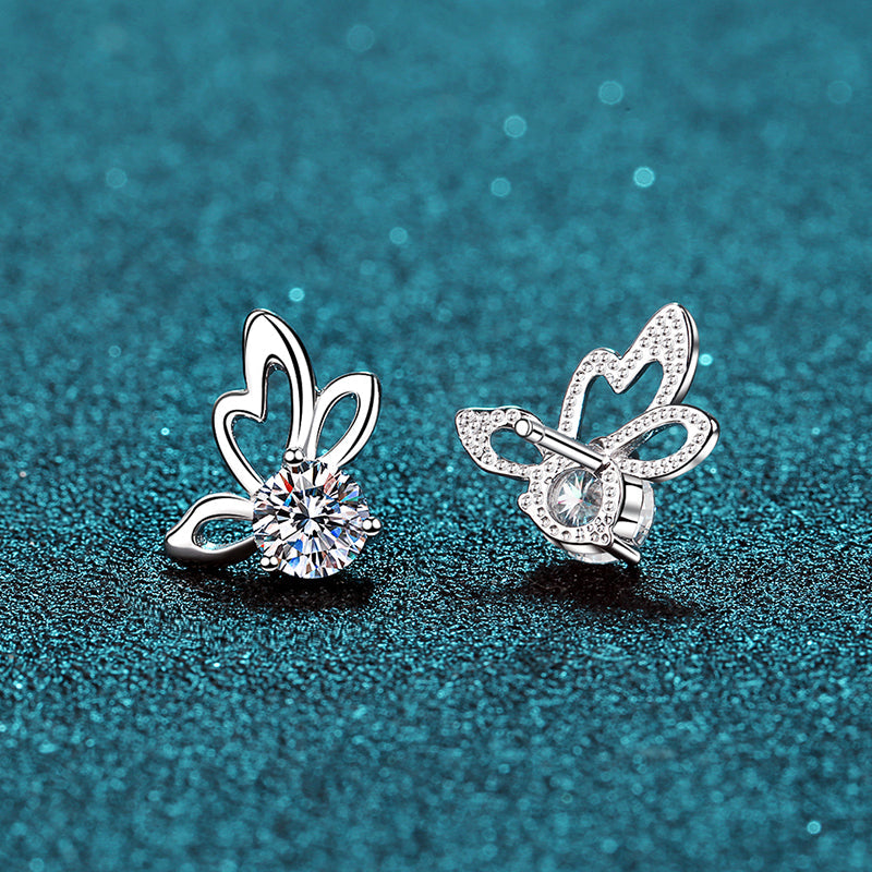 925 Sterling Silver Round Cut Cubic Zirconia Butterfly Earrings