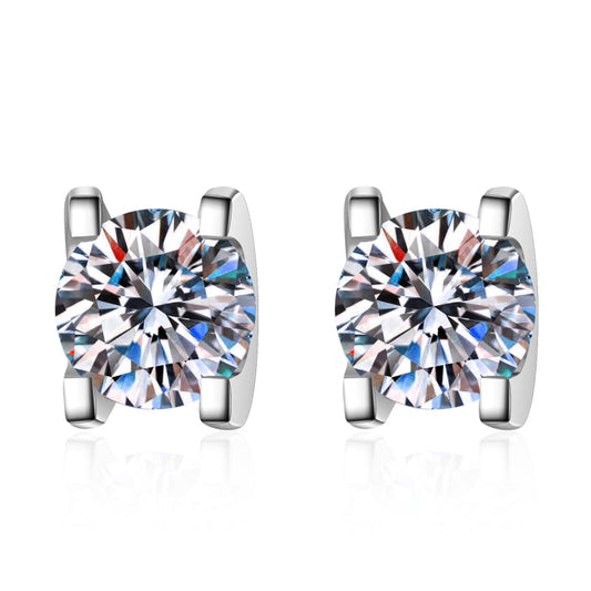 925 Sterling Silver Round Cut CZ Simple Classic Stud Earrings