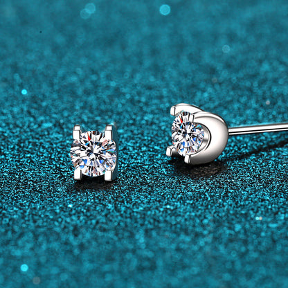 925 Sterling Silver Round Cut CZ Simple Classic Stud Earrings