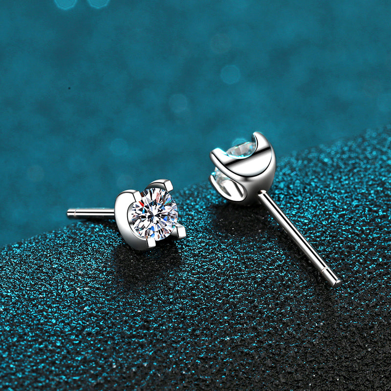 925 Sterling Silver Round Cut CZ Simple Classic Stud Earrings