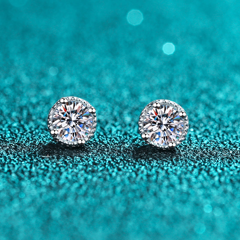 925 Sterling Silver Round Cut CZ Stud Earrings