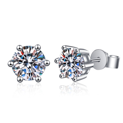 925 Sterling Silver Round Cut Cubic Zirconia Classis Stud Earrings