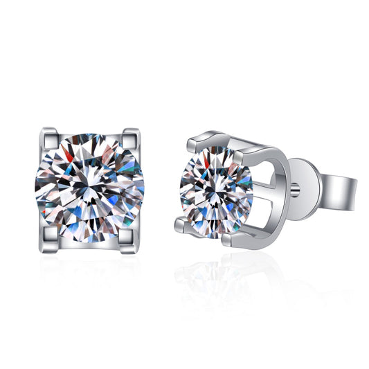 925 Sterling Silver Round Cut Cubic Zirconia Classis Stud Earrings