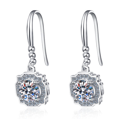 925 Sterling Silver Round Cut Cubic Zirconia Ear Hook Earrings