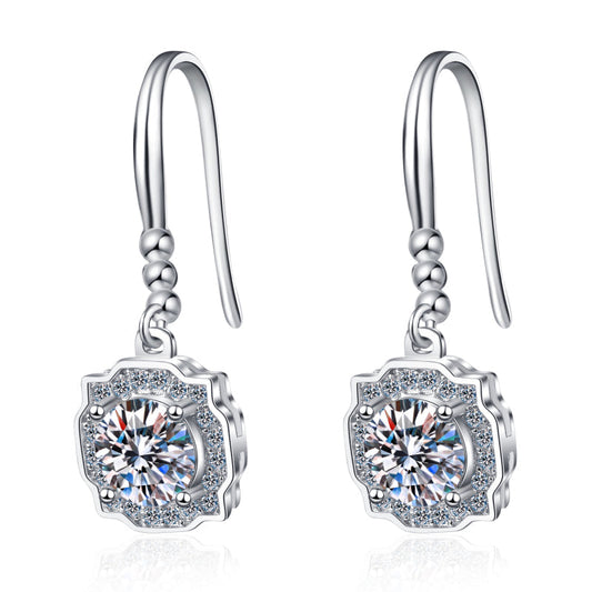 925 Sterling Silver Round Cut Cubic Zirconia Ear Hook Earrings