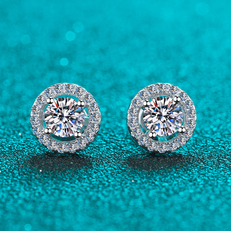 925 Sterling Silver Round Cut Cubic Zirconia Stud Earrings