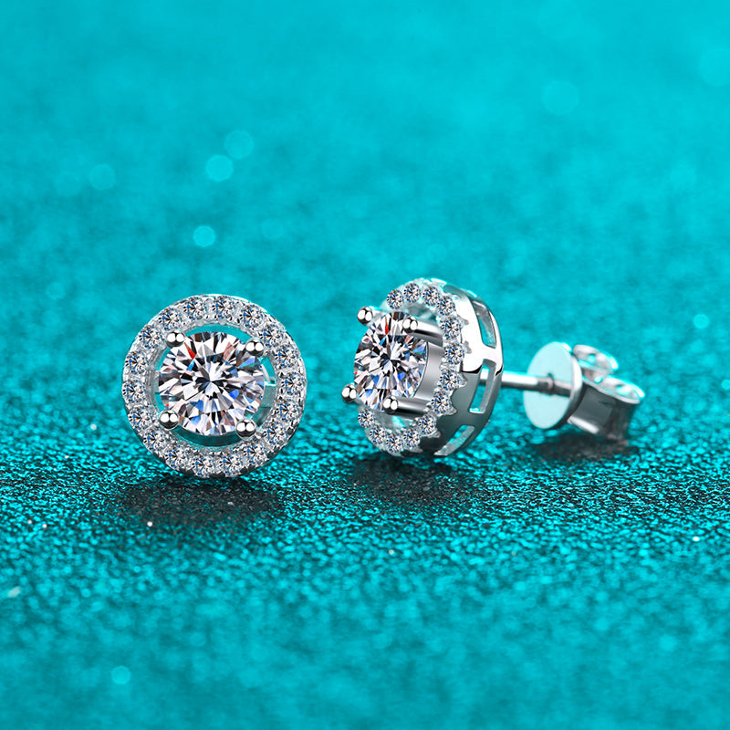 925 Sterling Silver Round Cut Cubic Zirconia Stud Earrings