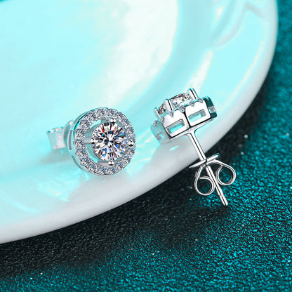 925 Sterling Silver Round Cut Cubic Zirconia Stud Earrings