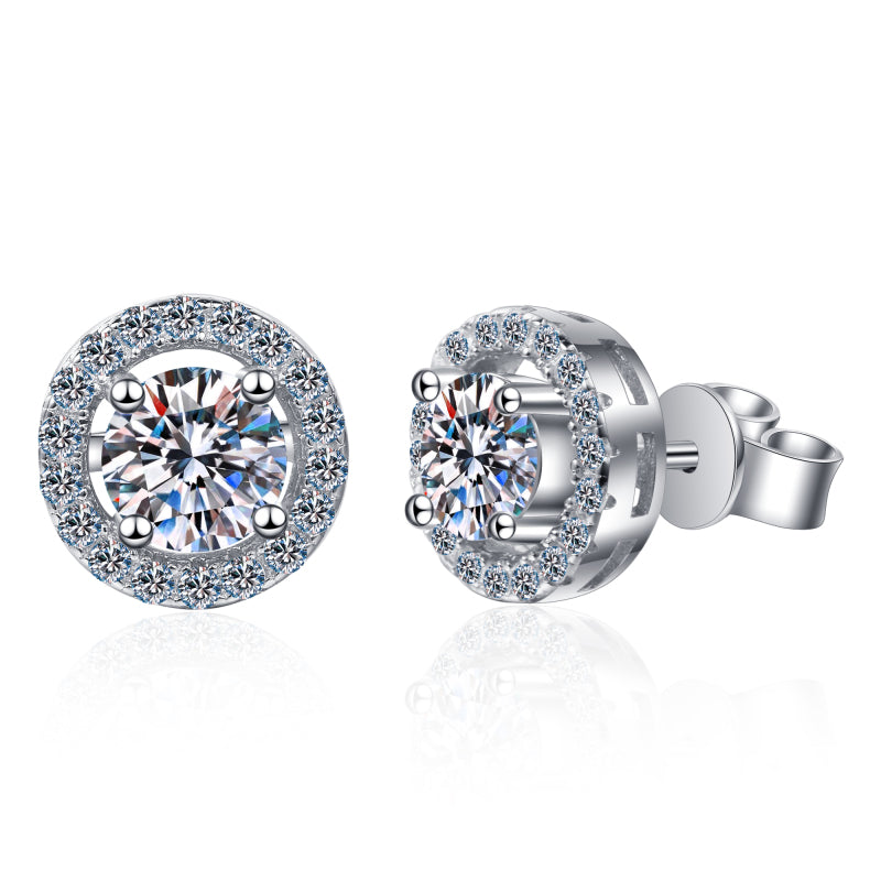 925 Sterling Silver Round Cut Cubic Zirconia Stud Earrings