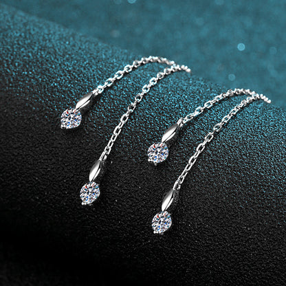 925 Sterling Silver Round Cut  CZ  Earrings