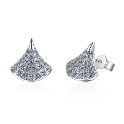 925 Sterling Silver Round Cut CZ Small Skirt Earrings