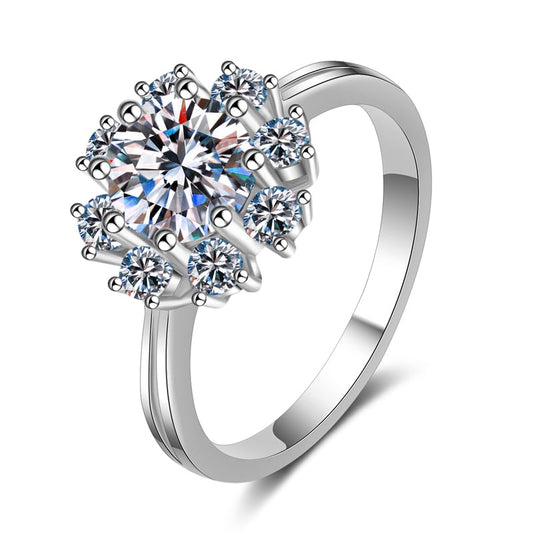 925 Sterling Silver Round Cut CZ Halo Ring