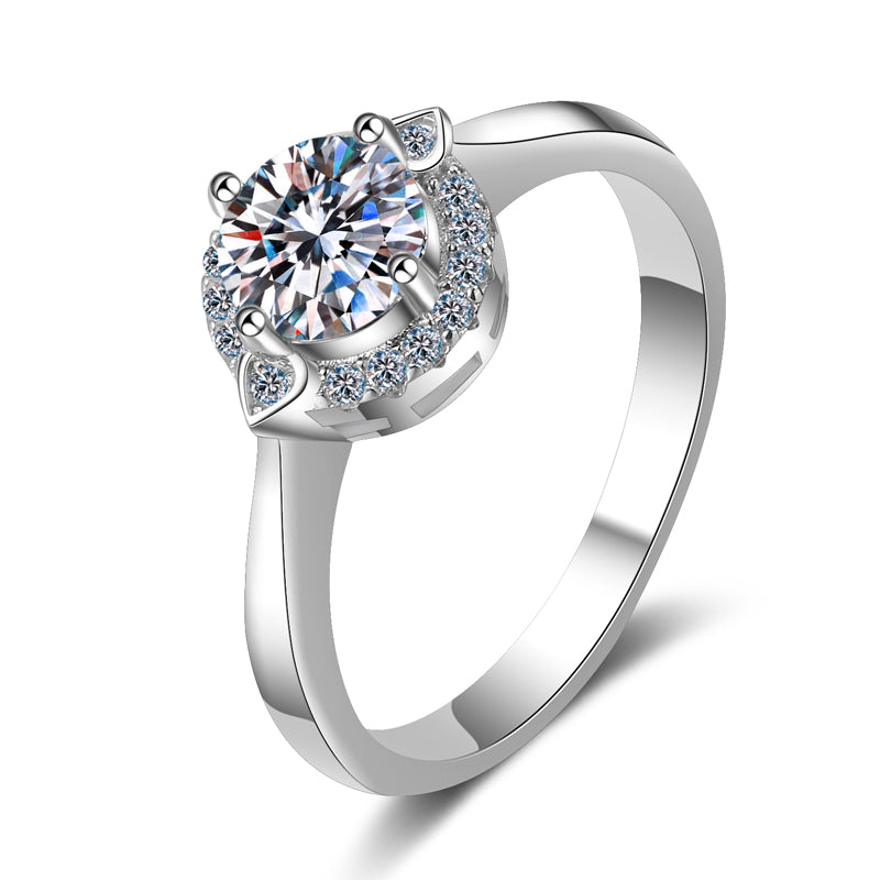 925 Sterling Silver Round Cut CZ Halo Ring