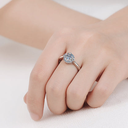 925 Sterling Silver Round Cut CZ Halo Ring