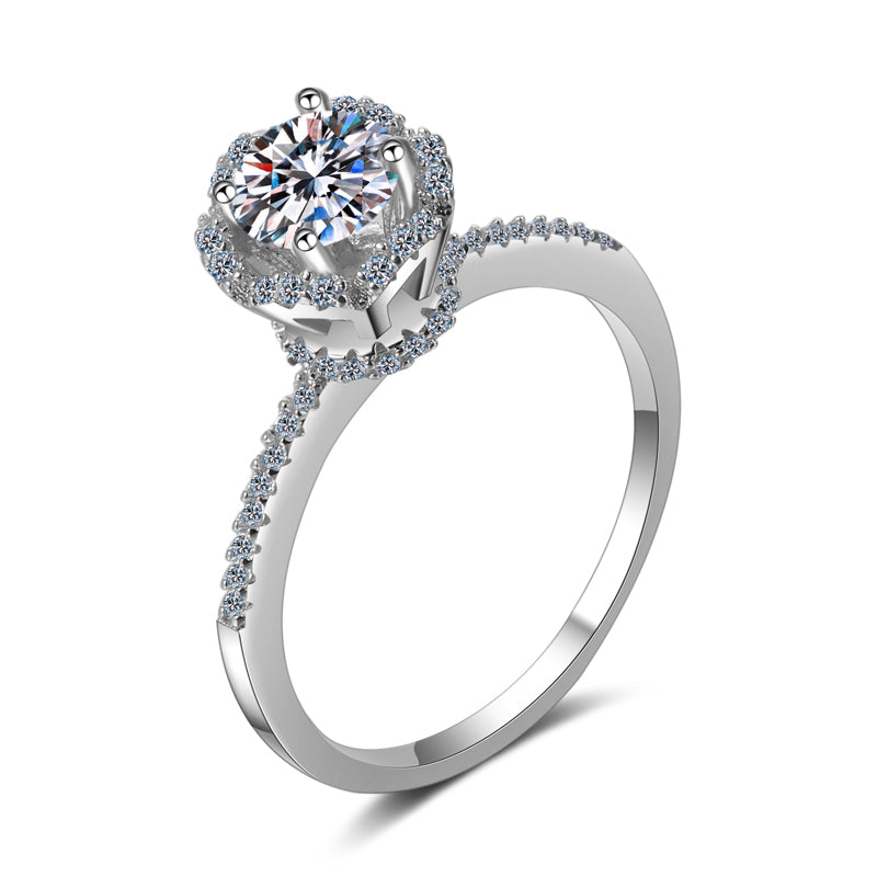 925 Sterling Silver Round Cut CZ Diamond Semi Pave Ring