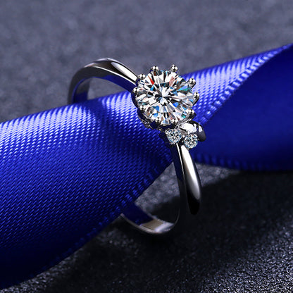 925 Sterling Silver Round Cut CZ Simple Fashion Ring