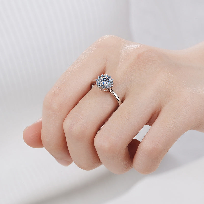 925 Sterling Silver Round Cut CZ Halo Ring