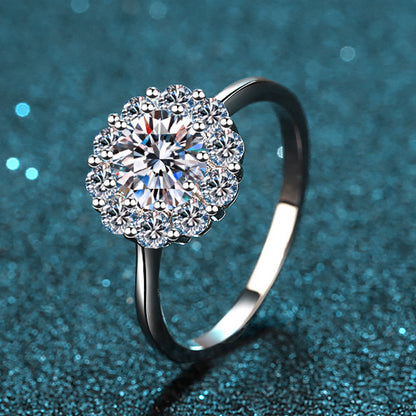 925 Sterling Silver Round Cut CZ Halo Ring