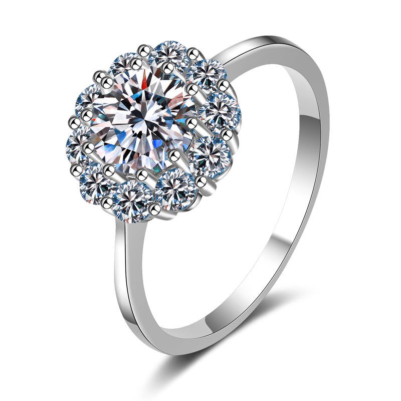 925 Sterling Silver Round Cut CZ Halo Ring