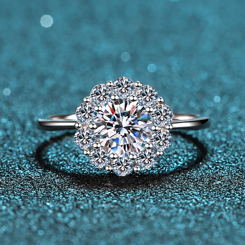 925 Sterling Silver Round Cut CZ Halo Ring