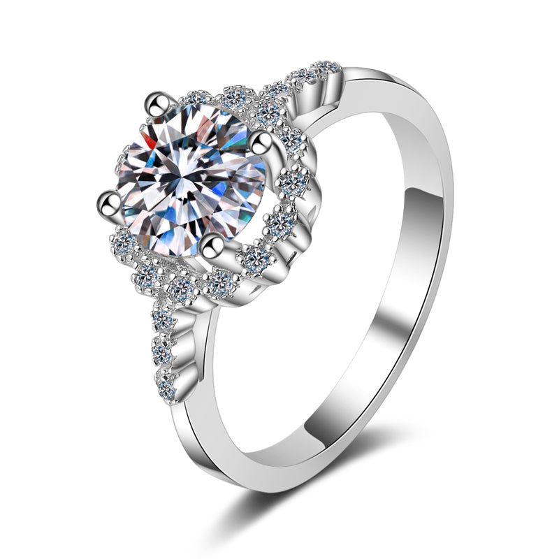 925 Sterling Silver Round Cut CZ Halo Ring