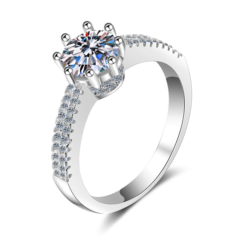 925 Sterling Silver Round Cut CZ Diamond Semi Pave Ring