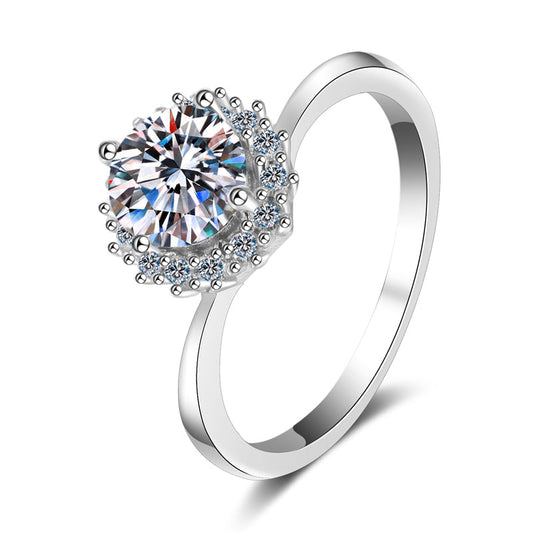 925 Sterling Silver Round Cut CZ Halo Ring