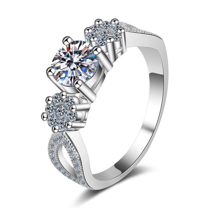 925 Sterling Silver Round Cut CZ Split Shank Ring