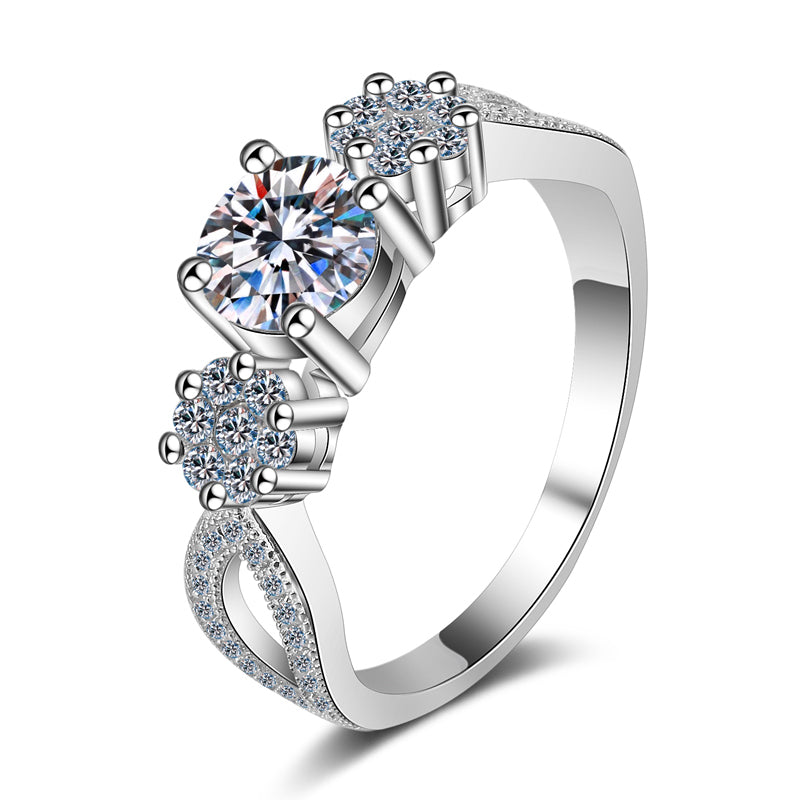 925 Sterling Silver Round Cut CZ Split Shank Ring