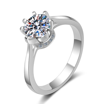 925 Sterling Silver Round Cut CZ Diamond HIidden Halo Ring