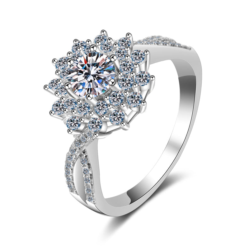 925 Sterling Silver Round Cut CZ Split Shank Ring