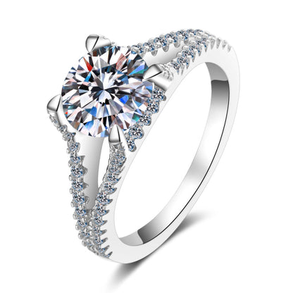 925 Sterling Silver Round Cut CZ Split Shank Ring