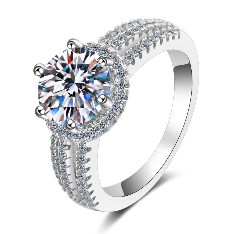 925 Sterling Silver Round Cut CZ Halo Ring