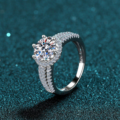 925 Sterling Silver Round Cut CZ Halo Ring